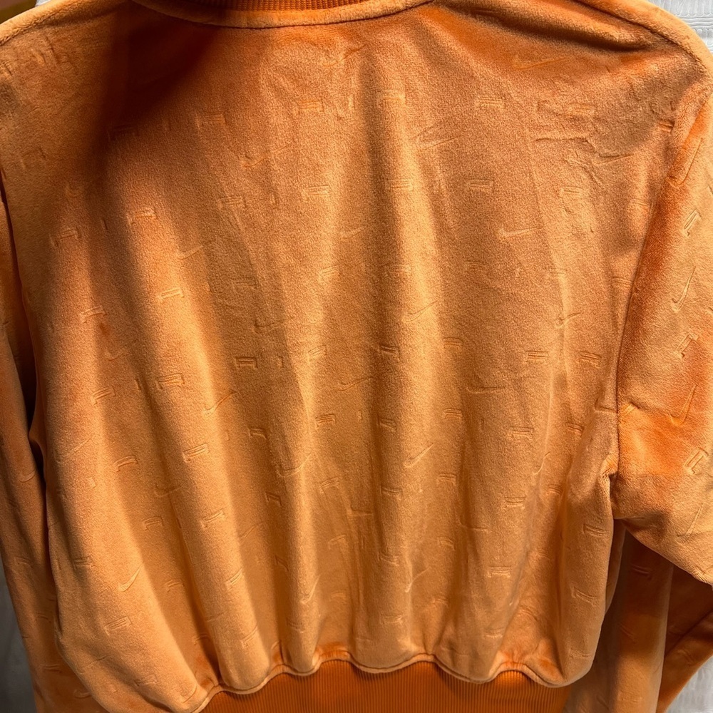 Women's Nike Air Swoosh Logo Printed Velour Jacke XS Orange Sport Spice Full Zip - Picture 6 of 6